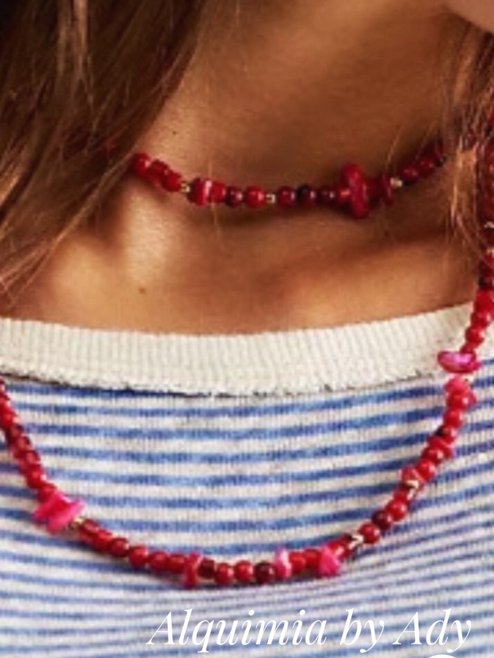 Americana + Coral Layered Dainty Beaded Necklace